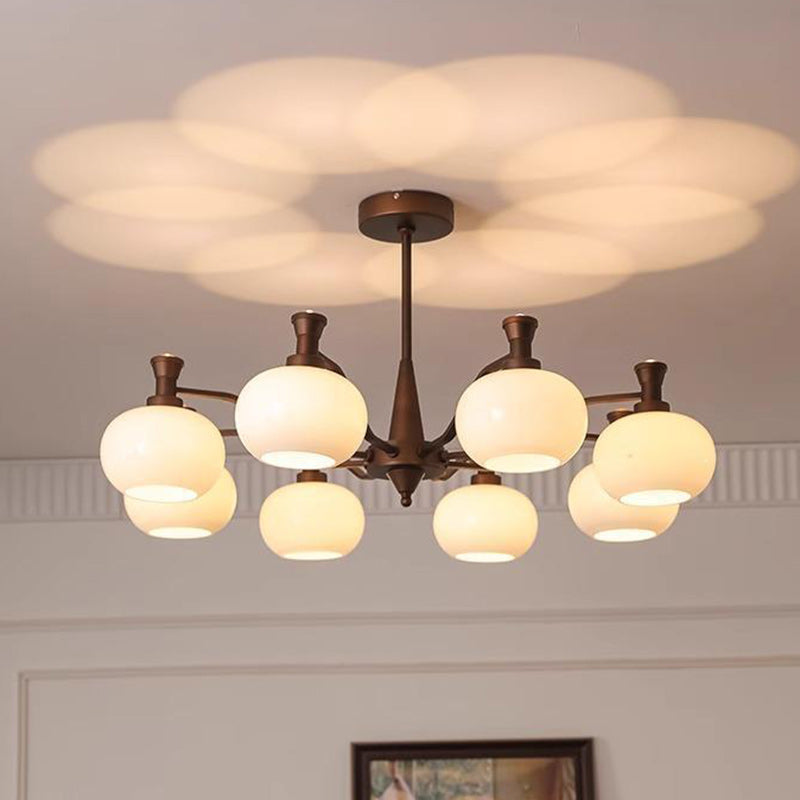 Traditioneller Vintage-Zweig, rund, Eisenglas, 6/8/10 Lichter, Kronleuchter für Wohnzimmer 