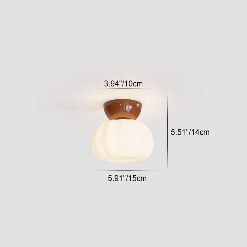 Modern Minimalist Pumpkin Cotton Shape Iron PE 1-Light Flush Mount Ceiling Light For Hallway