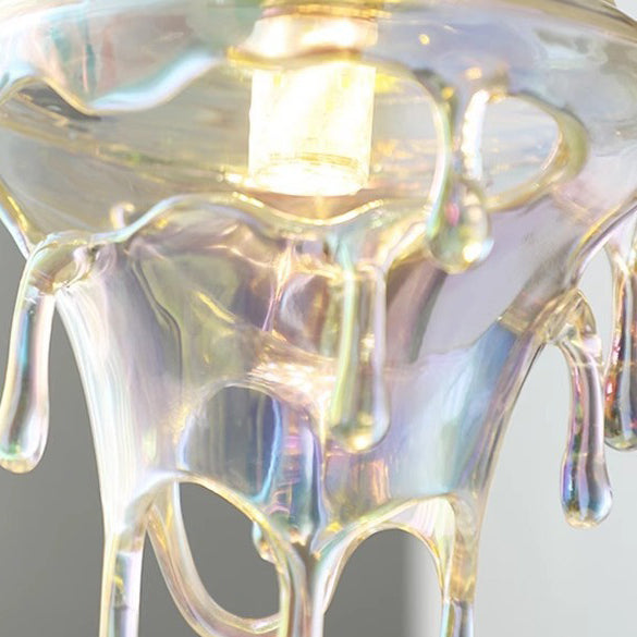 Modern Art Deco Round Melting Candle Water Drop Shape Copper Hardware Resin 1-Light Pendant Light For Living Room