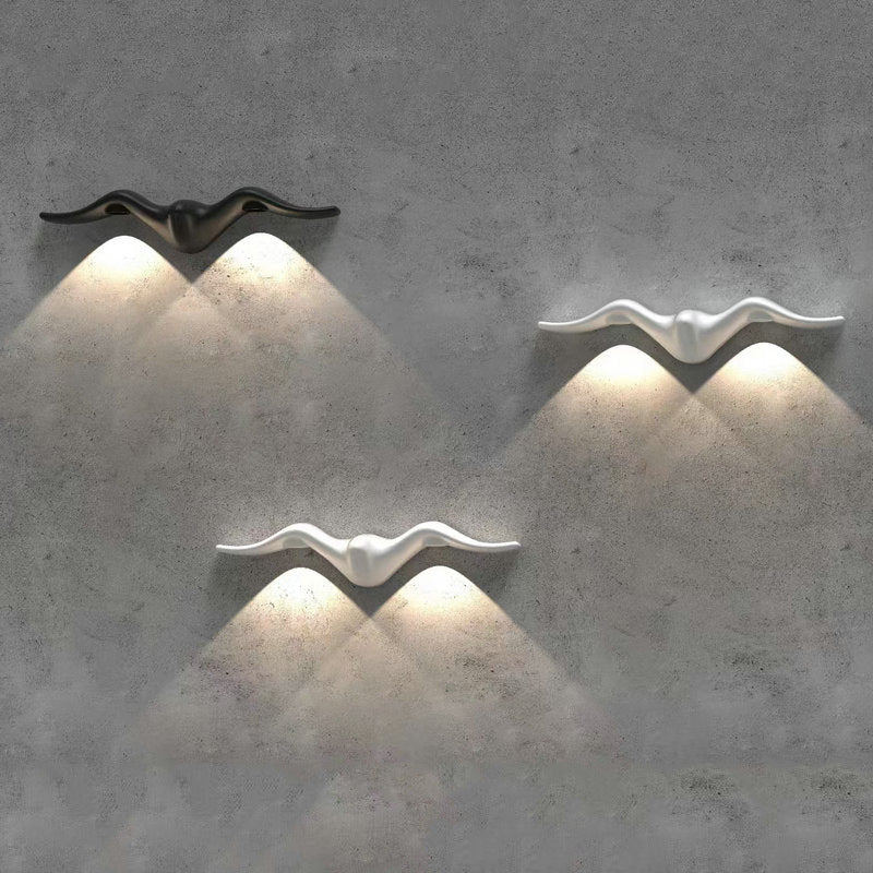 Lámpara Aplique de Pared LED de Aluminio con Línea de Onda Impermeable Creativa Contemporánea para Patio Exterior 