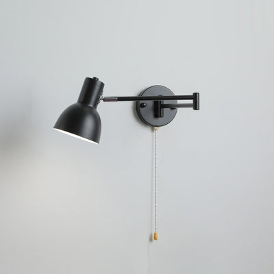 Applique murale moderne minimaliste à bras oscillant, cylindre rond en fer avec tissu, 1 lumière pour chambre 
