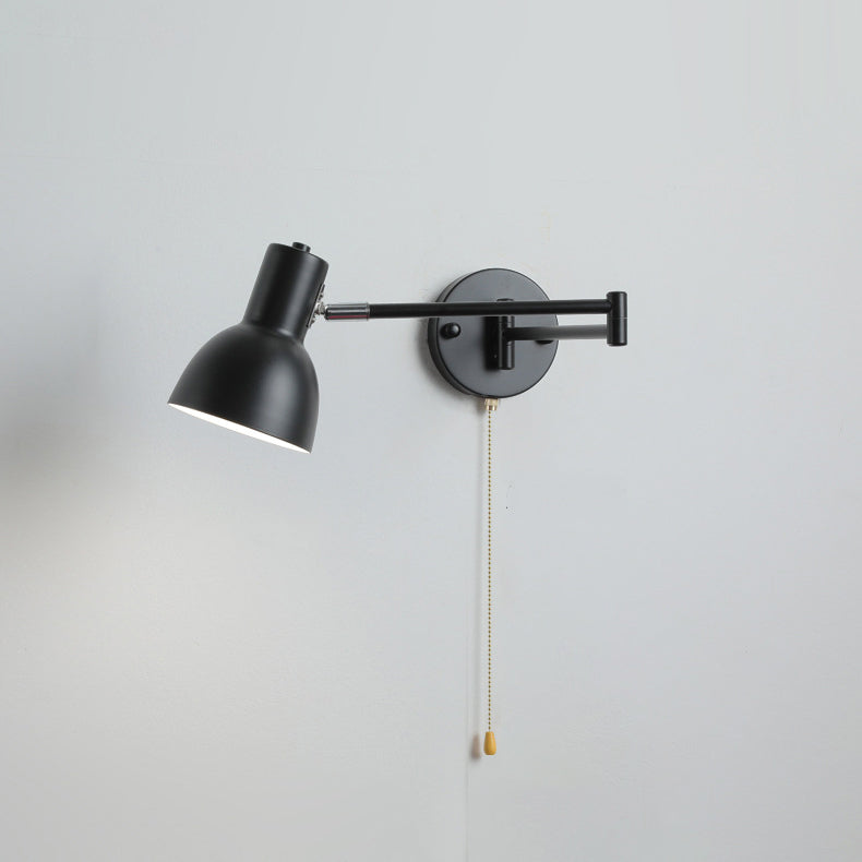 Applique murale moderne minimaliste à bras oscillant, cylindre rond en fer avec tissu, 1 lumière pour chambre 