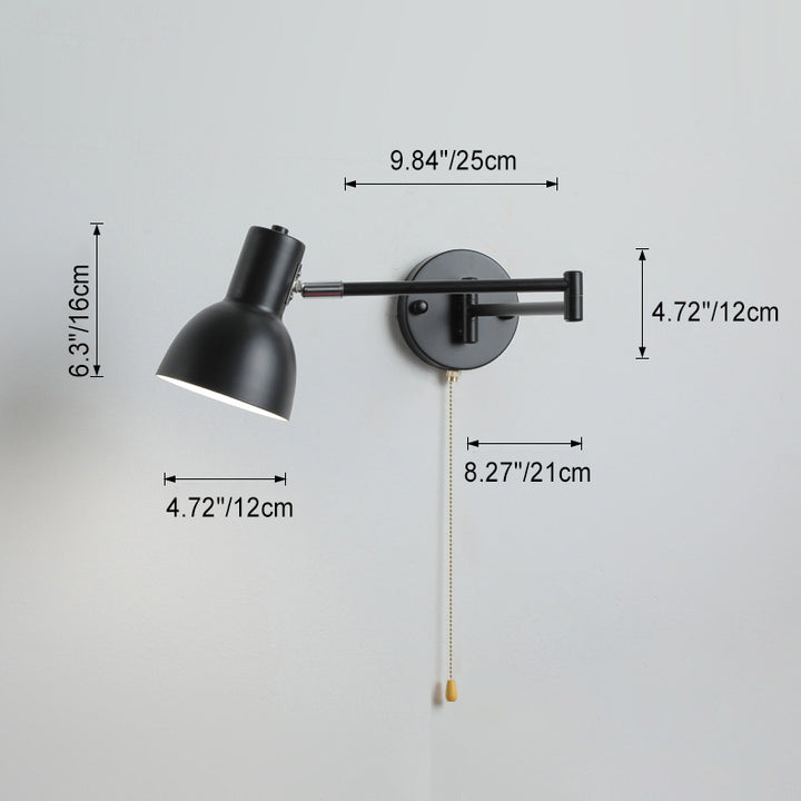Applique murale moderne minimaliste à bras oscillant, cylindre rond en fer avec tissu, 1 lumière pour chambre 
