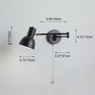Applique murale moderne minimaliste à bras oscillant, cylindre rond en fer avec tissu, 1 lumière pour chambre 