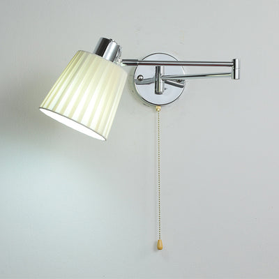 Applique murale moderne minimaliste à bras oscillant, cylindre rond en fer avec tissu, 1 lumière pour chambre 