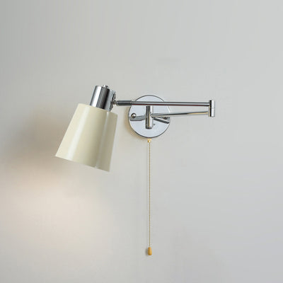 Applique murale moderne minimaliste à bras oscillant, cylindre rond en fer avec tissu, 1 lumière pour chambre 