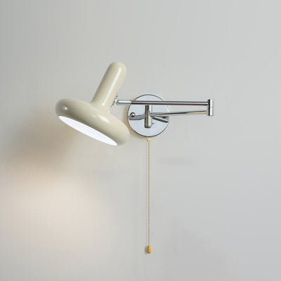 Applique murale moderne minimaliste à bras oscillant, cylindre rond en fer avec tissu, 1 lumière pour chambre 
