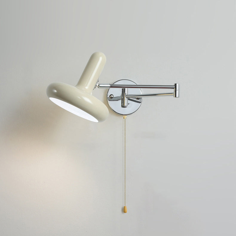 Applique murale moderne minimaliste à bras oscillant, cylindre rond en fer avec tissu, 1 lumière pour chambre 