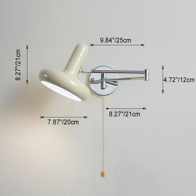 Applique murale moderne minimaliste à bras oscillant, cylindre rond en fer avec tissu, 1 lumière pour chambre 