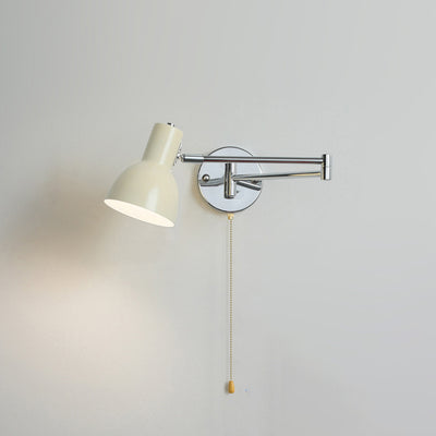 Applique murale moderne minimaliste à bras oscillant, cylindre rond en fer avec tissu, 1 lumière pour chambre 