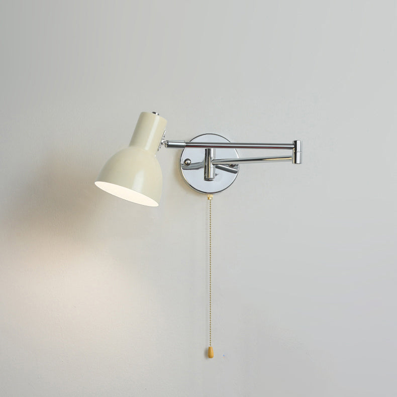 Applique murale moderne minimaliste à bras oscillant, cylindre rond en fer avec tissu, 1 lumière pour chambre 