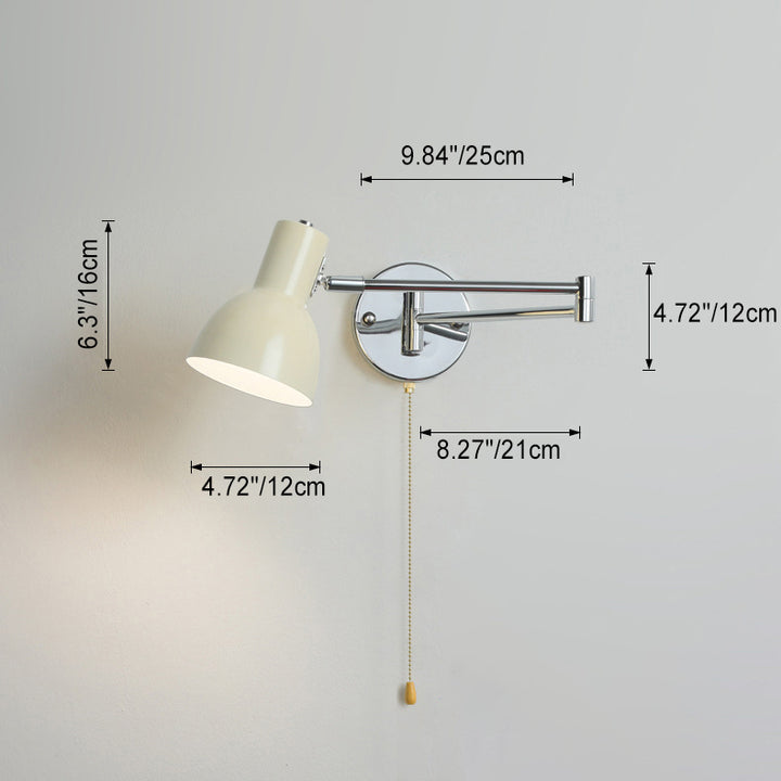 Applique murale moderne minimaliste à bras oscillant, cylindre rond en fer avec tissu, 1 lumière pour chambre 