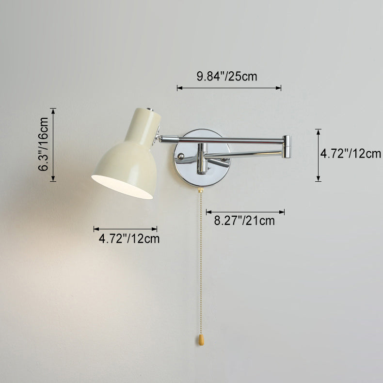 Applique murale moderne minimaliste à bras oscillant, cylindre rond en fer avec tissu, 1 lumière pour chambre 