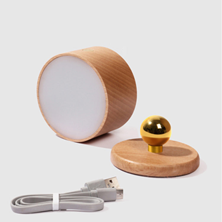 Applique murale LED minimaliste moderne rechargeable USB en métal rond, bois massif et plastique pour chambre 