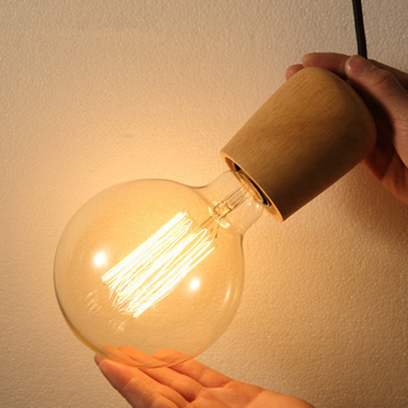 Suspension Luminaire Moderne Minimaliste en Bois Massif à 1 Lumière pour Salon 