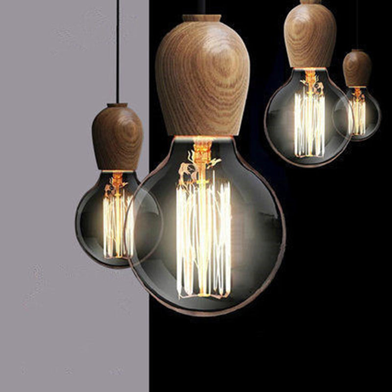Suspension Luminaire Moderne Minimaliste en Bois Massif à 1 Lumière pour Salon 