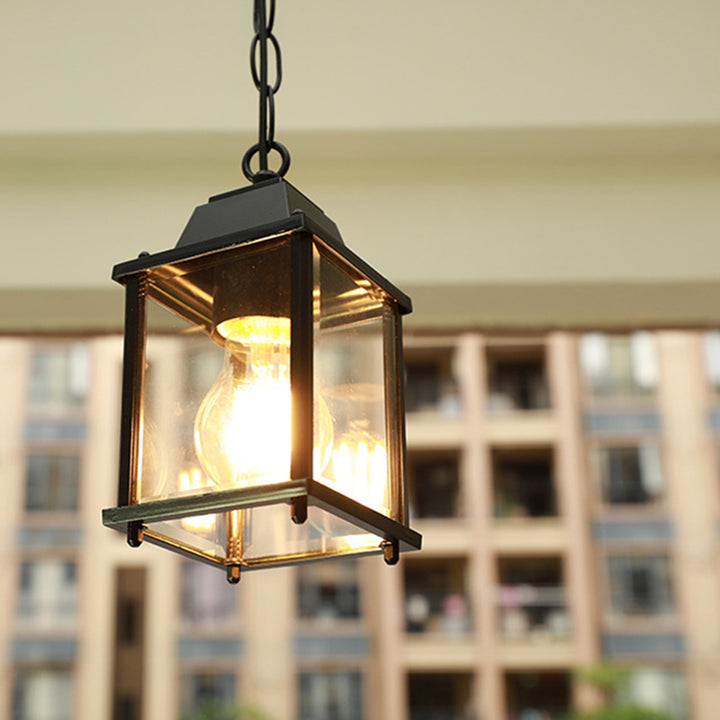 Lumière suspendue moderne minimaliste rectangulaire en aluminium et verre étanche à 1 lumière pour patio extérieur 