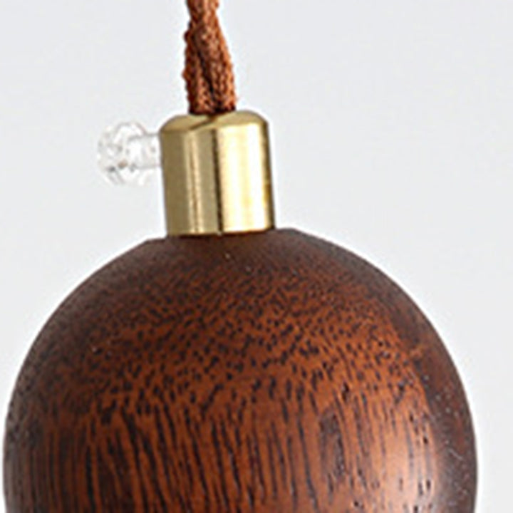 Zeitgenössischer Retro-Kronleuchter mit runder Kugel und ovaler Hardware, Holz- und Glasschirm, 1/3-flammig, Inselleuchte für Esszimmer 