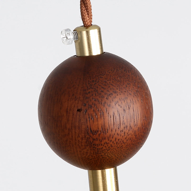 Zeitgenössischer Retro-Kronleuchter mit runder Kugel und ovaler Hardware, Holz- und Glasschirm, 1/3-flammig, Inselleuchte für Esszimmer 