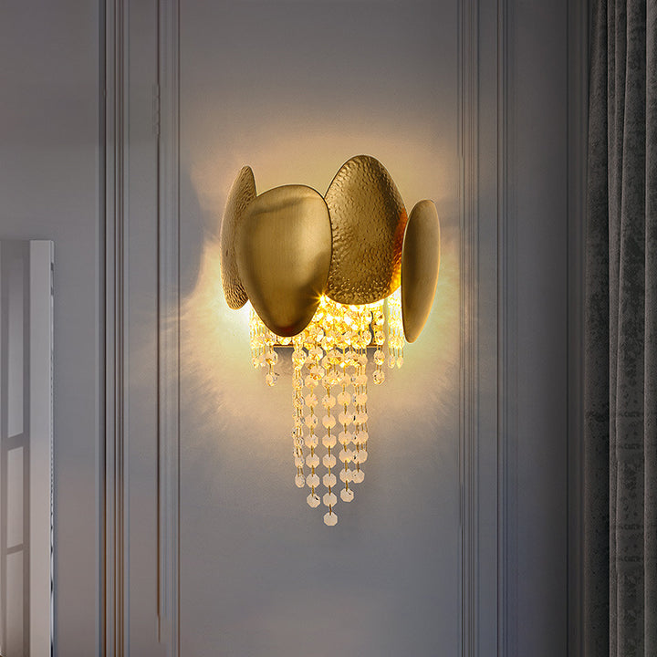 Moderne Luxus Zylinder Perle String Eisen Kristall 2-Licht Wand Leuchte Lampe Für Wohnzimmer 