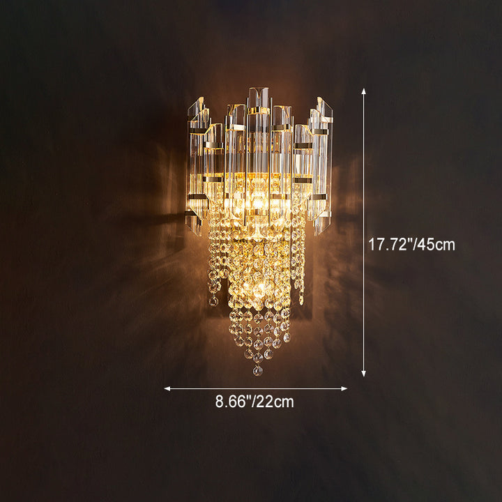 Moderne Luxus Zylinder Perle String Eisen Kristall 2-Licht Wand Leuchte Lampe Für Wohnzimmer 