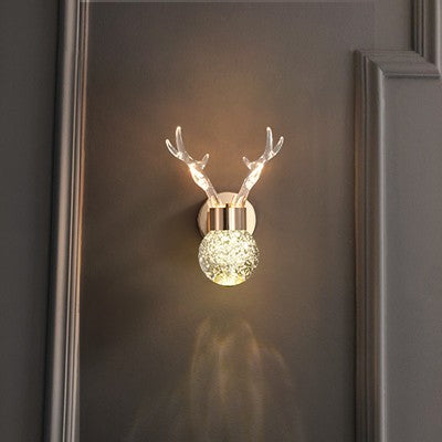 Moderne minimalistische runde Kugel Geweih Aluminium Kristall Acryl LED Wandleuchte Lampe für Wohnzimmer 