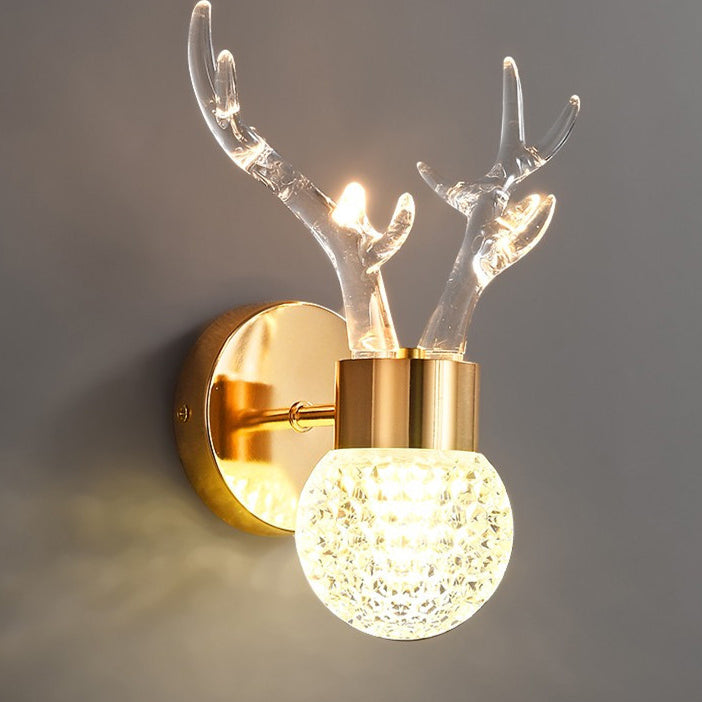 Moderne minimalistische runde Kugel Geweih Aluminium Kristall Acryl LED Wandleuchte Lampe für Wohnzimmer 
