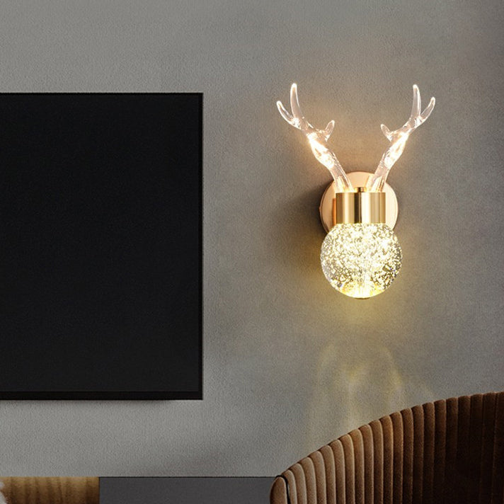 Moderne minimalistische runde Kugel Geweih Aluminium Kristall Acryl LED Wandleuchte Lampe für Wohnzimmer 