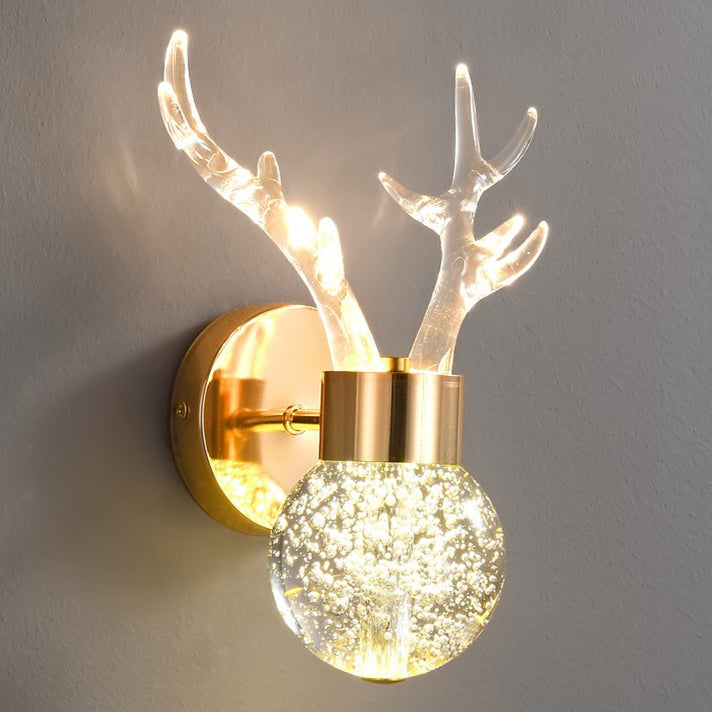 Moderne minimalistische runde Kugel Geweih Aluminium Kristall Acryl LED Wandleuchte Lampe für Wohnzimmer 