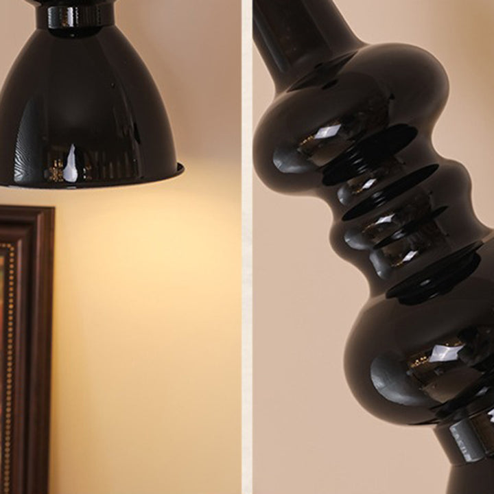 Lustre suspendu 1 lumière en forme de gourde ronde rétro contemporaine en alliage nano et verre pour salon 