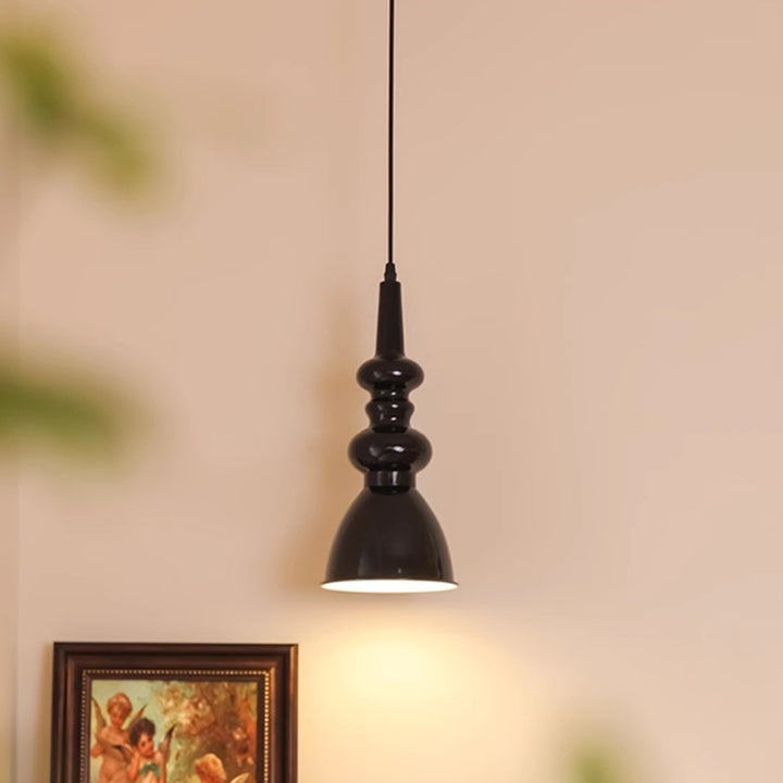 Lustre suspendu 1 lumière en forme de gourde ronde rétro contemporaine en alliage nano et verre pour salon 