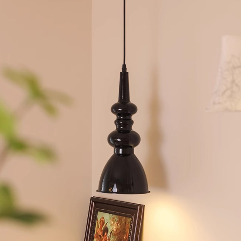 Lustre suspendu 1 lumière en forme de gourde ronde rétro contemporaine en alliage nano et verre pour salon 