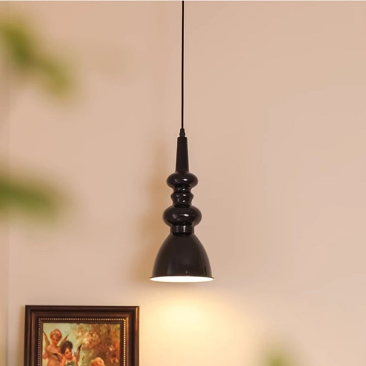Lustre suspendu 1 lumière en forme de gourde ronde rétro contemporaine en alliage nano et verre pour salon 