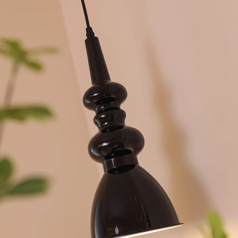 Lustre suspendu 1 lumière en forme de gourde ronde rétro contemporaine en alliage nano et verre pour salon 