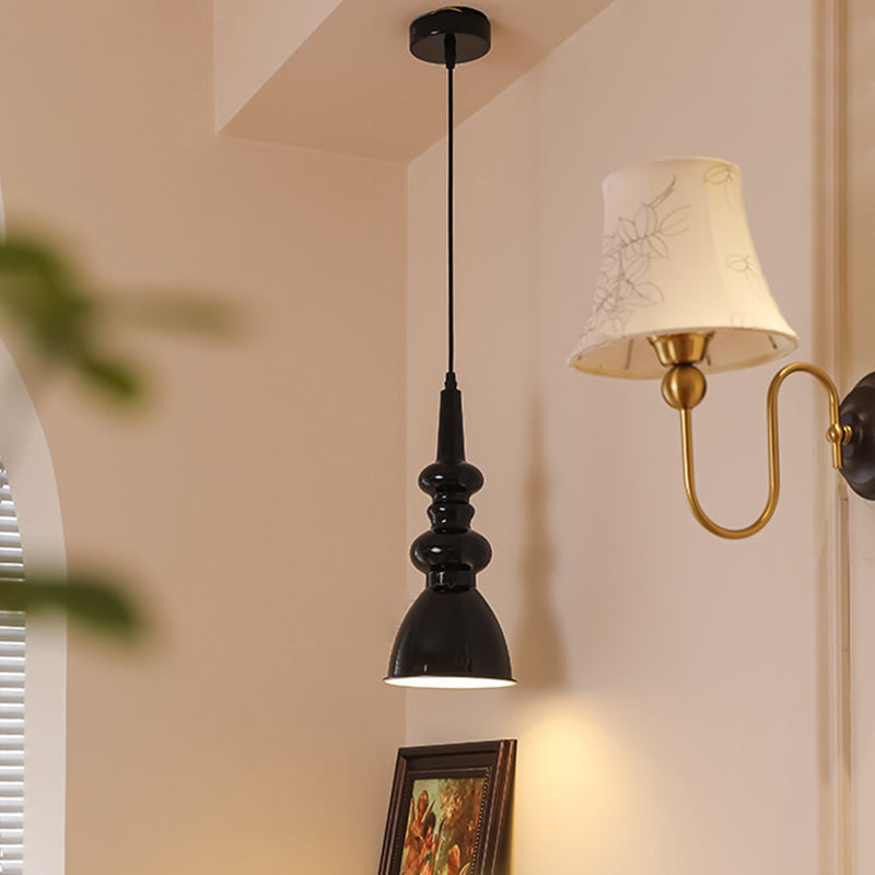 Lustre suspendu 1 lumière en forme de gourde ronde rétro contemporaine en alliage nano et verre pour salon 