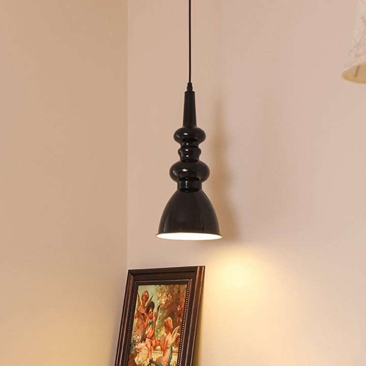 Lustre suspendu 1 lumière en forme de gourde ronde rétro contemporaine en alliage nano et verre pour salon 