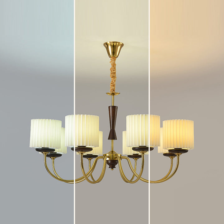Traditioneller Vintage-Kerzenhalter mit Zweig und gebogener Stange, Zylinder, aus Holz, Eisen, Stoff, 6/8 Lichter, Kronleuchter für Wohnzimmer 