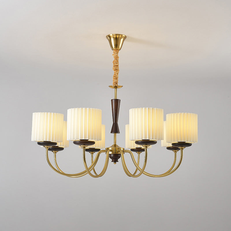 Traditioneller Vintage-Kerzenhalter mit Zweig und gebogener Stange, Zylinder, aus Holz, Eisen, Stoff, 6/8 Lichter, Kronleuchter für Wohnzimmer 