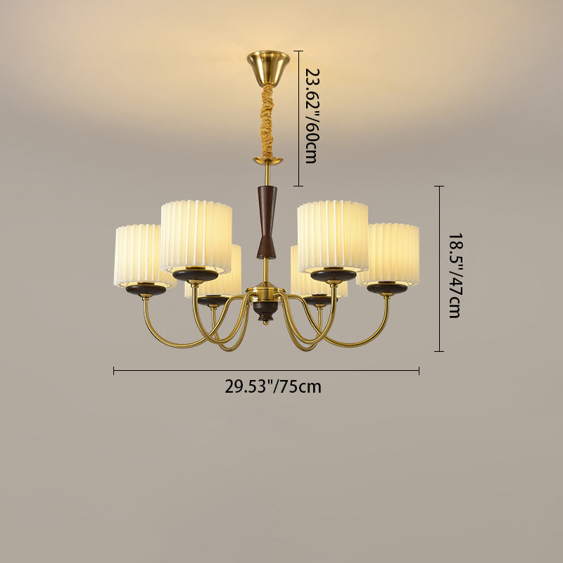 Traditioneller Vintage-Kerzenhalter mit Zweig und gebogener Stange, Zylinder, aus Holz, Eisen, Stoff, 6/8 Lichter, Kronleuchter für Wohnzimmer 
