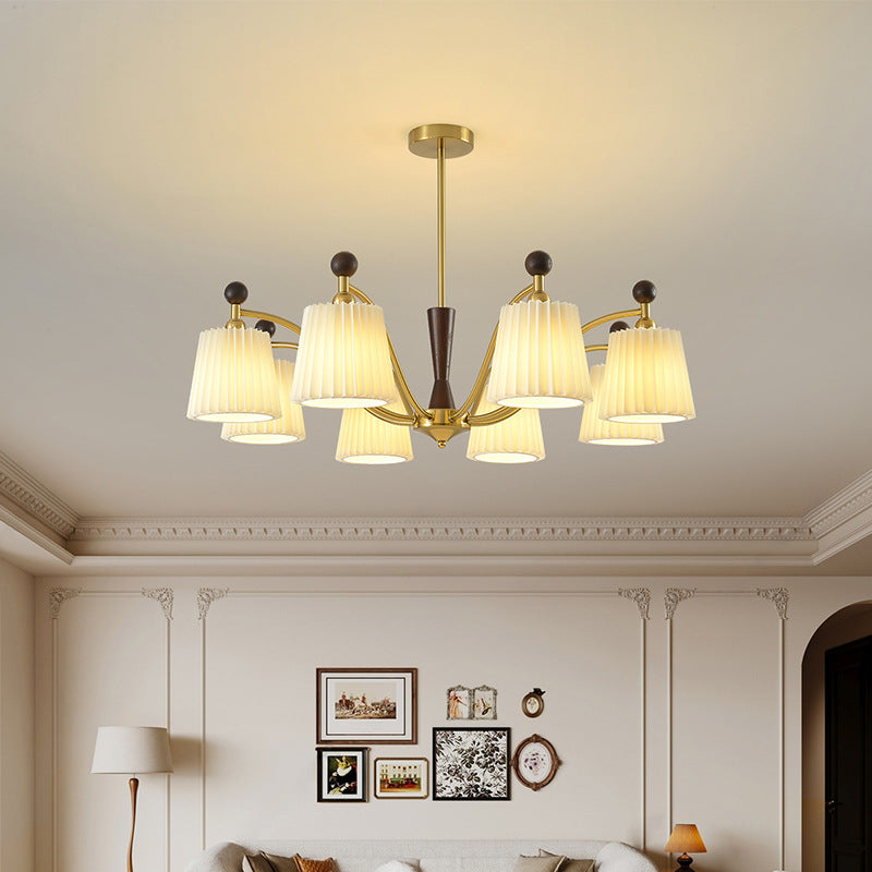 Traditioneller Vintage-Kerzenhalter mit Zweig und gebogener Stange, Zylinder, aus Holz, Eisen, Stoff, 6/8 Lichter, Kronleuchter für Wohnzimmer 