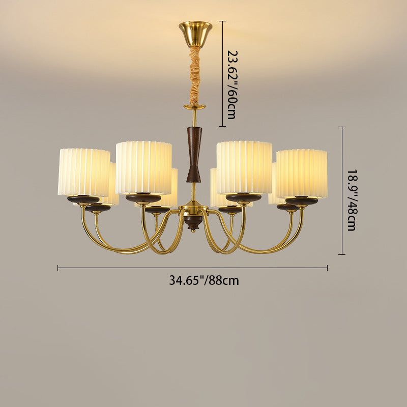 Traditioneller Vintage-Kerzenhalter mit Zweig und gebogener Stange, Zylinder, aus Holz, Eisen, Stoff, 6/8 Lichter, Kronleuchter für Wohnzimmer 