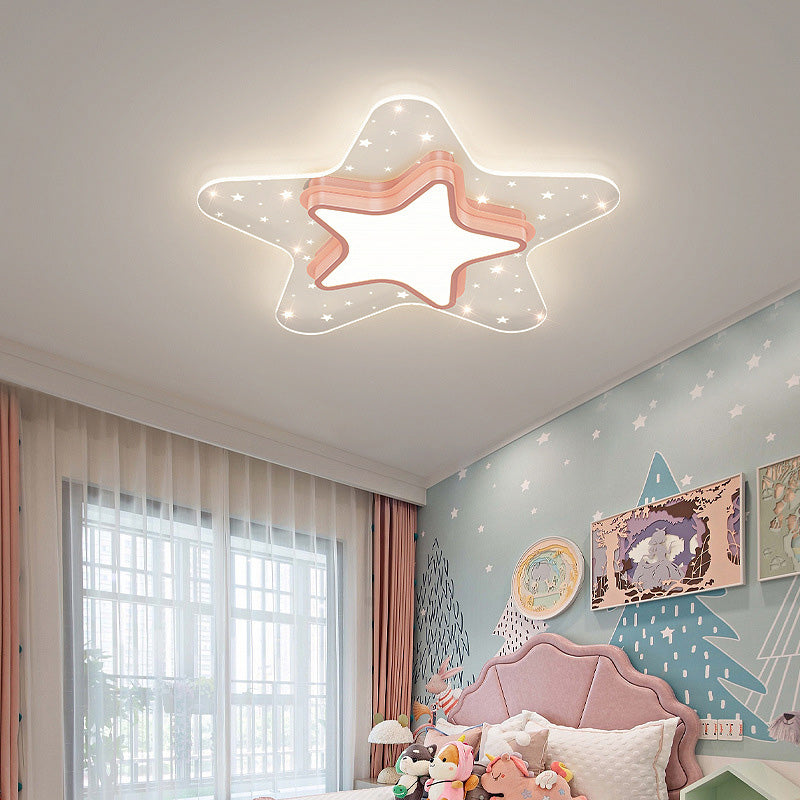 Zeitgenössische kreative Stern-Herz-Eisen-Acryl-LED-Unterputz-Deckenleuchte für Schlafzimmer 