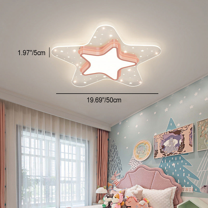 Zeitgenössische kreative Stern-Herz-Eisen-Acryl-LED-Unterputz-Deckenleuchte für Schlafzimmer 