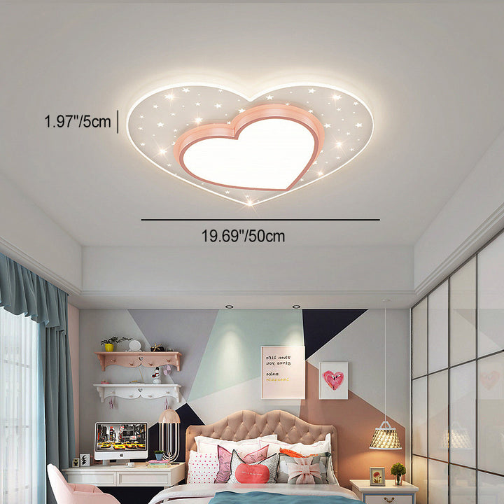 Zeitgenössische kreative Stern-Herz-Eisen-Acryl-LED-Unterputz-Deckenleuchte für Schlafzimmer 