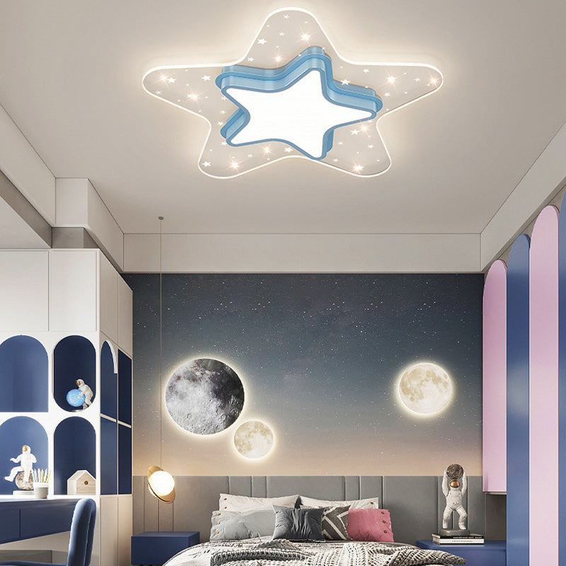 Zeitgenössische kreative Stern-Herz-Eisen-Acryl-LED-Unterputz-Deckenleuchte für Schlafzimmer 