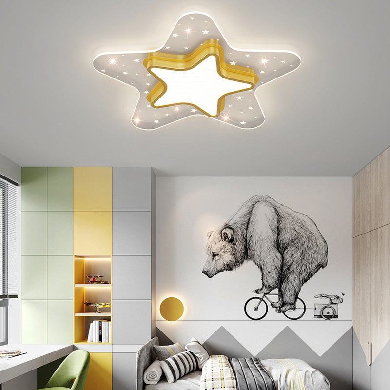 Zeitgenössische kreative Stern-Herz-Eisen-Acryl-LED-Unterputz-Deckenleuchte für Schlafzimmer 