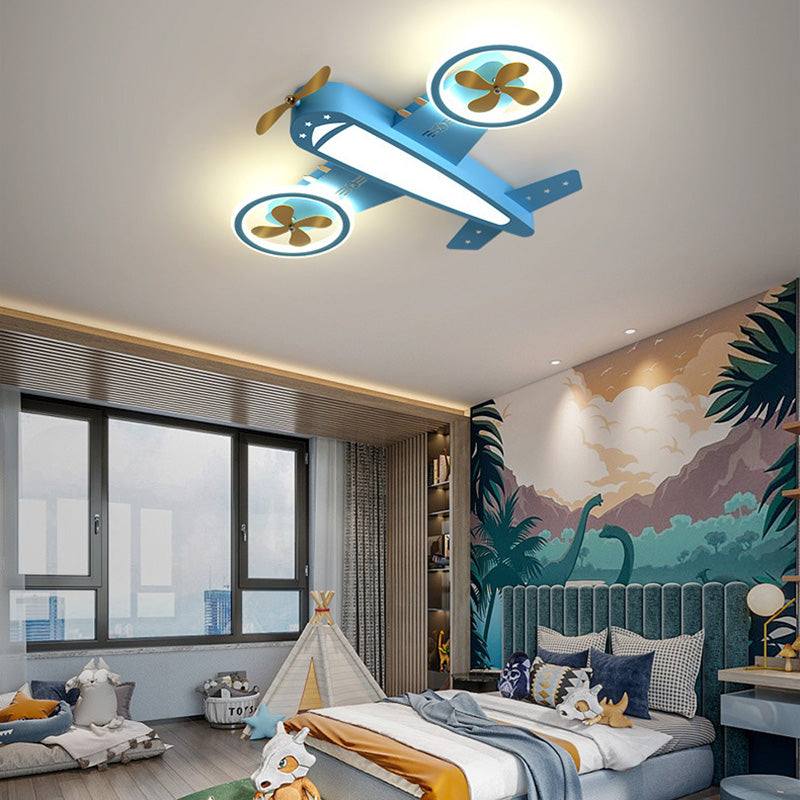 مصباح سقف بتصميم عصري للأطفال على شكل طائرة من الحديد والأكريليك مع إضاءة LED لغرفة النوم 