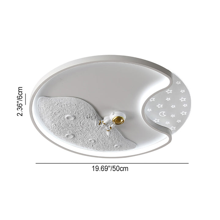 Lumière de plafond LED encastrée en acrylique et fer astronaute lune ronde minimaliste moderne pour chambre 