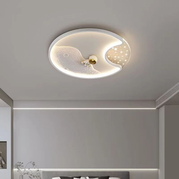 Lumière de plafond LED encastrée en acrylique et fer astronaute lune ronde minimaliste moderne pour chambre 