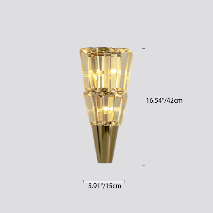 Lampe murale moderne de luxe en acier inoxydable avec cristal en forme de cône triangle 3/5/7 lumières pour salon 